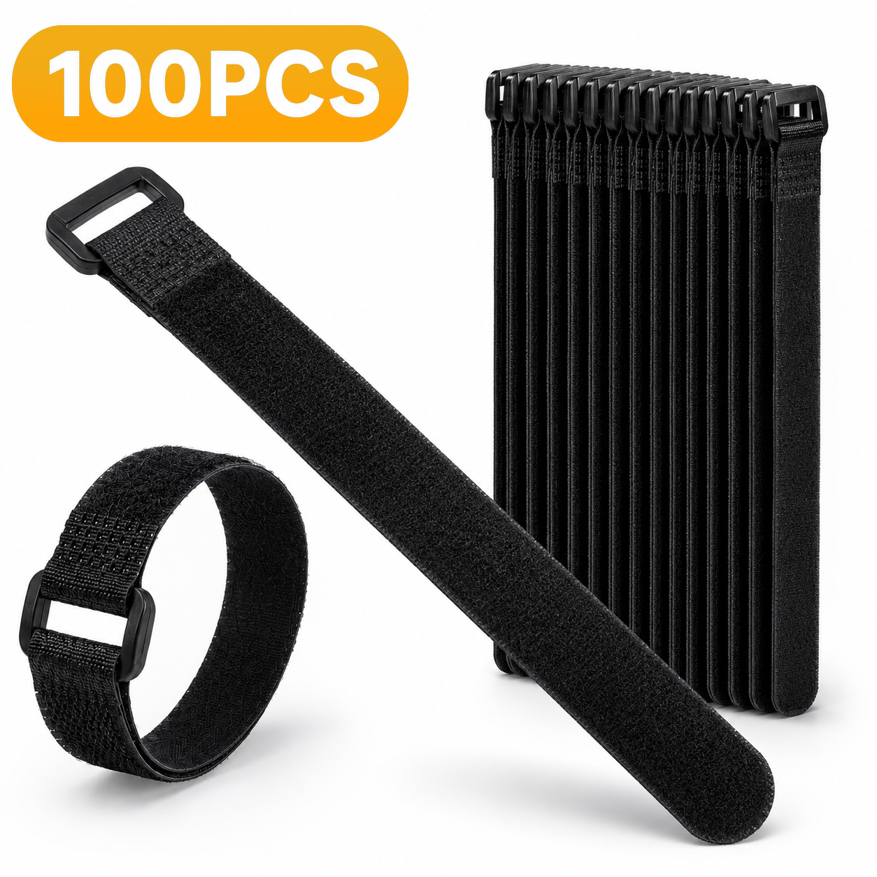 Laptop Accessories Design - Velcros Straps Reusable Organizer Black Hook
