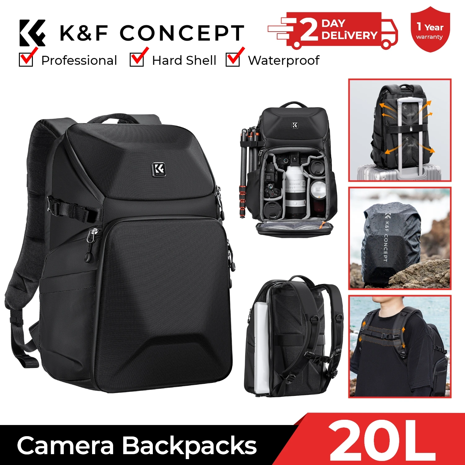 K&F CONCEPT 20L Camera Backpac – Laptop Bag Waterproof Bewertung und Preis